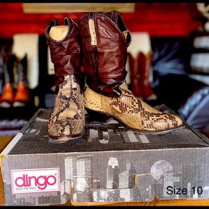 Vtg Dingo Python Snake Skin Leather Mens Size 10 -  original box